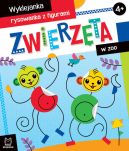 Okadka ksiki - Zwierzta w zoo. Wyklejanka, rysowanka z figurami 4+