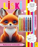 Okadka ksizki - Kolorowanka z kredkami. Kolorowe zwierzaki. Liski