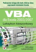 Okadka ksizki - VBA dla Excela 2003/2007. Leksykon kieszonkowy