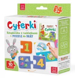 Okadka ksiki - Cyferki. Ksieczka z naklejkami i PUZZLE do pary
