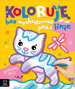 Okadka ksiki - Koloruj bez wychodzenia poza lini. Brokatowy obrys. Z kotkiem