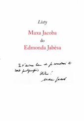 Okadka ksiki - Listy Maxa Jacoba do Edmonda Jabèsa