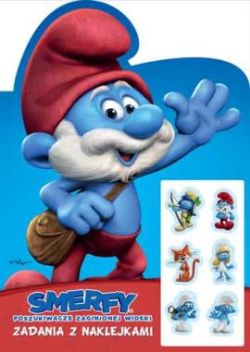 Okadka ksiki - Smerfy. Poszukiwacze zaginionej wioski. Zadania z naklejkami z Pap Smerfem