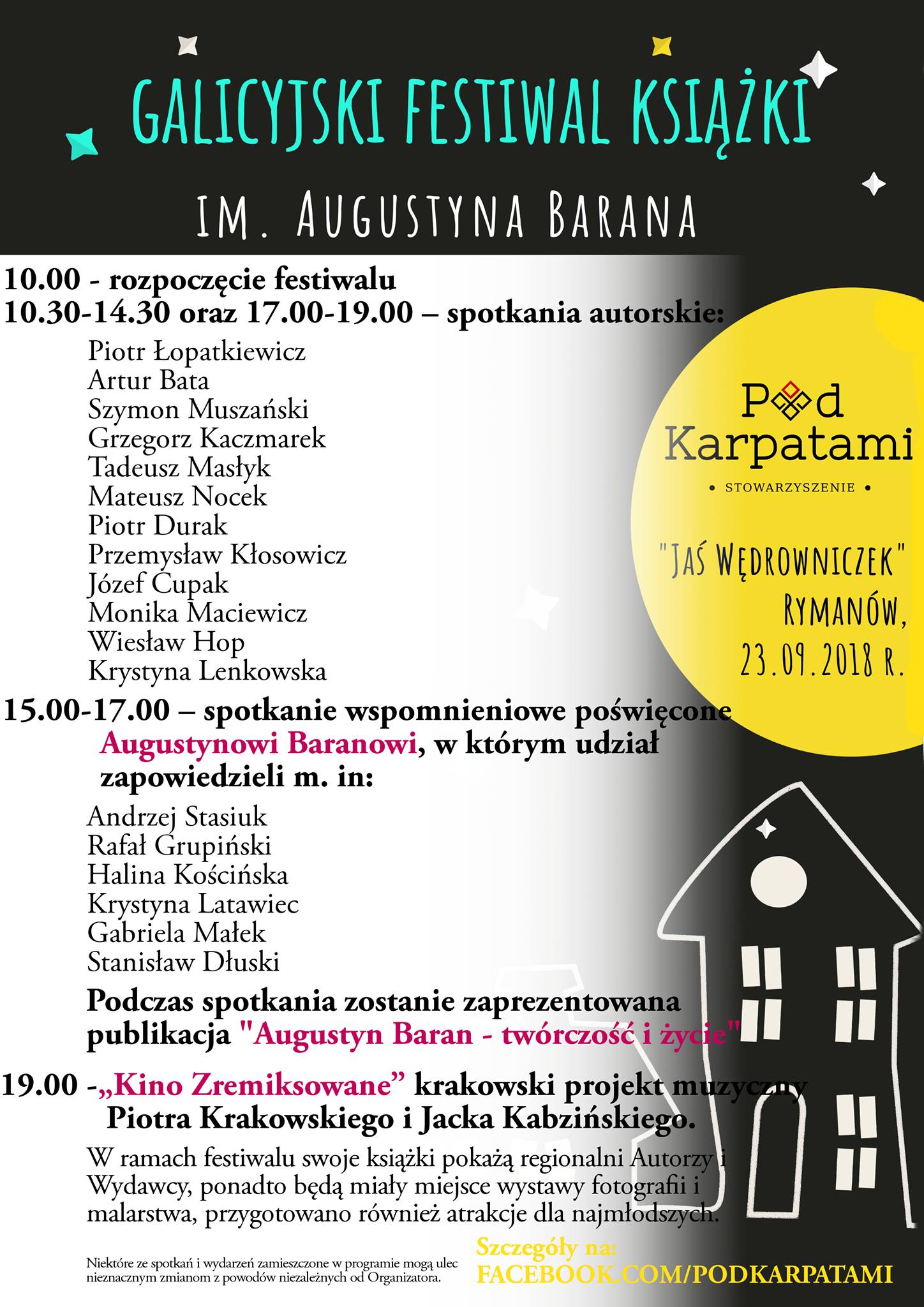 News 23 IX: Galicyjski Festiwal Ksi��ki im. Augustyna Barana w Rymanowie