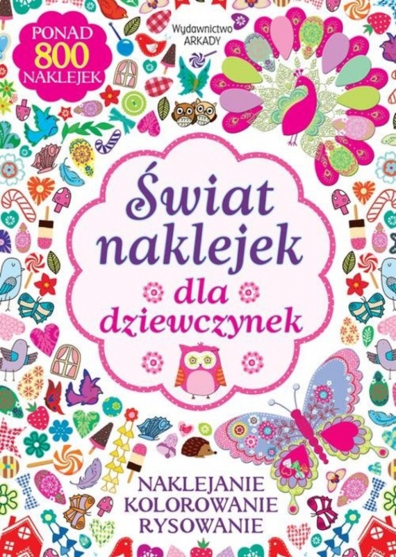 Świat naklejek dla dziewczynek. Naklejanie, kolorowanie