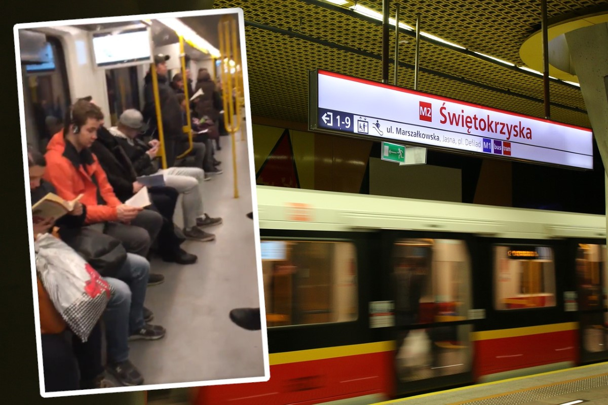 Polacy czytający w metrze. Zdjęcie warszawskiego metra