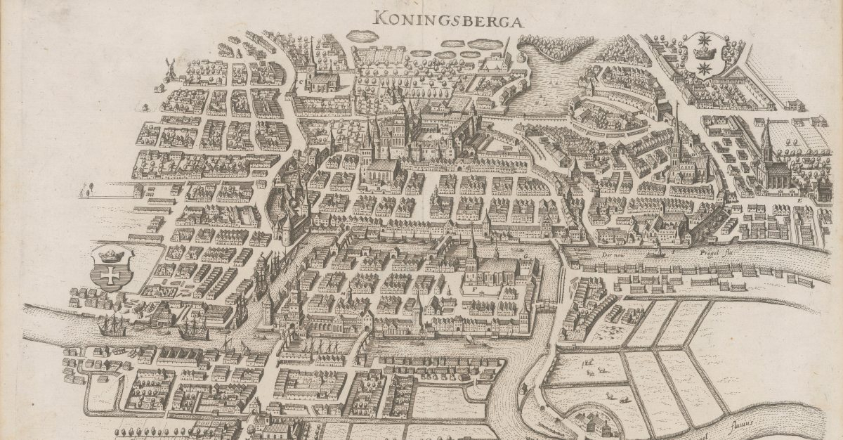 Archiwalna mapa przedstawiająca obszar Królewca, dotąd znanego jako Kaliningrad