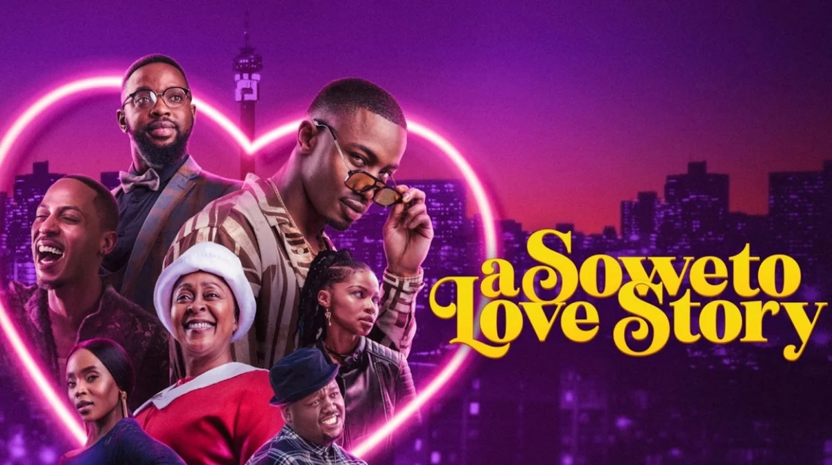 Grafika promująca komedię romantyczną "Historia miłosna z Soweto" na Netflix. 