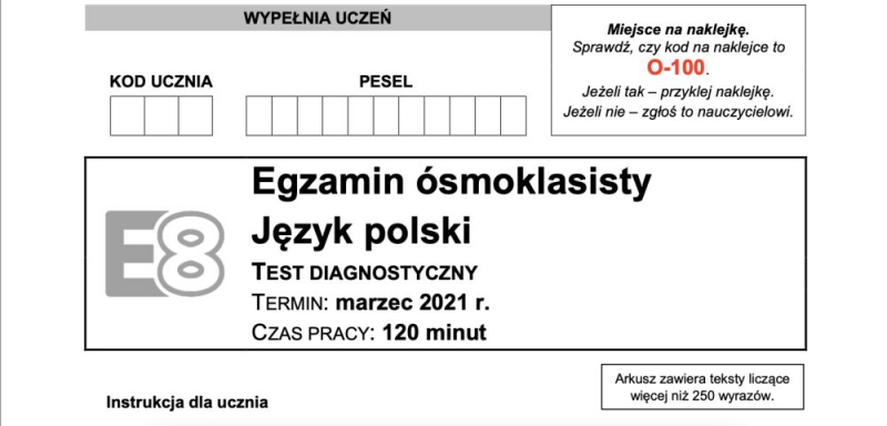 Obrazek w treści Próbny egzamin ósmoklasisty 2021 – odpowiedzi do egzaminu z języka polskiego  [jpg]