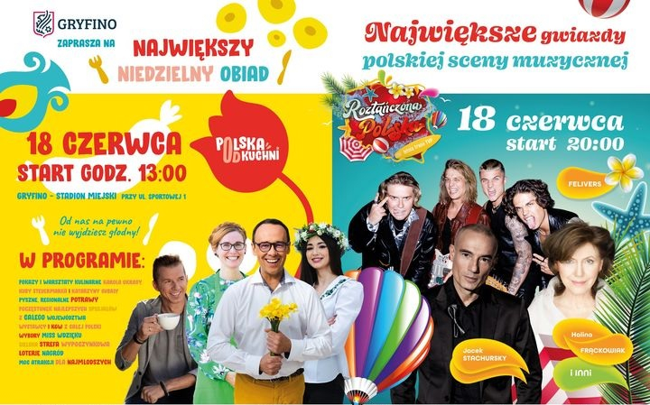 Uczestnicy programu "Roztańczona Polska -  letnia trasa TVP", wśród nich Jacek Stachurski i Halina Frąckowiak. 