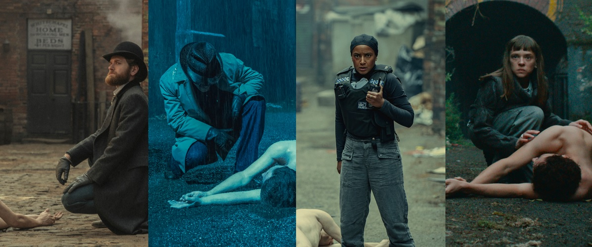 Kyle Soller jako DI Hillinghead, Jacob Fortune-Lloyd jako DS Whiteman, Amaka Okafor jako DS Hasan i Shira Haas jako Iris Maplewood w serialu "Ciała" od Netflix.