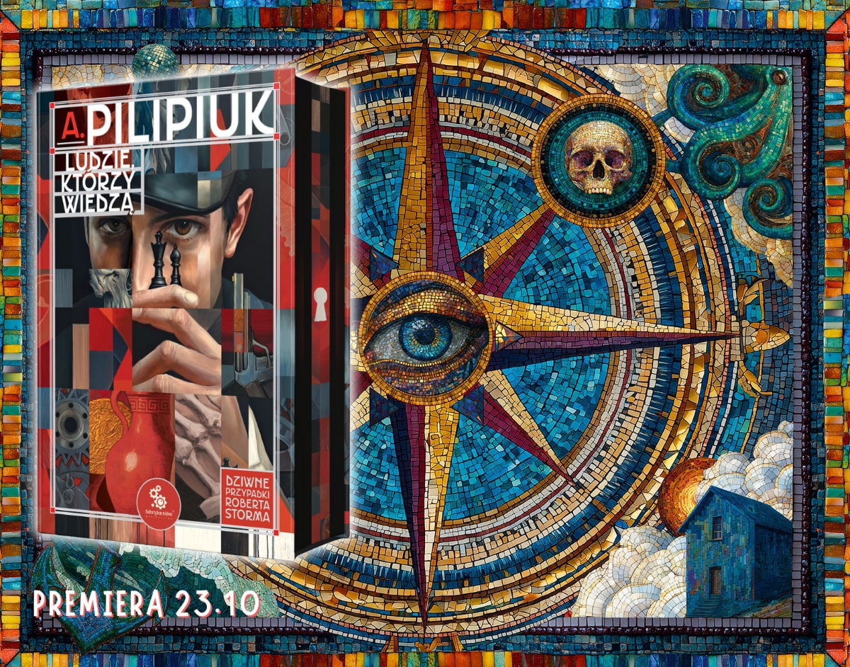 „Ludzie, kt�rzy wiedz�" Andrzej Pilipiuk grafika promuj�ca ksi��k�