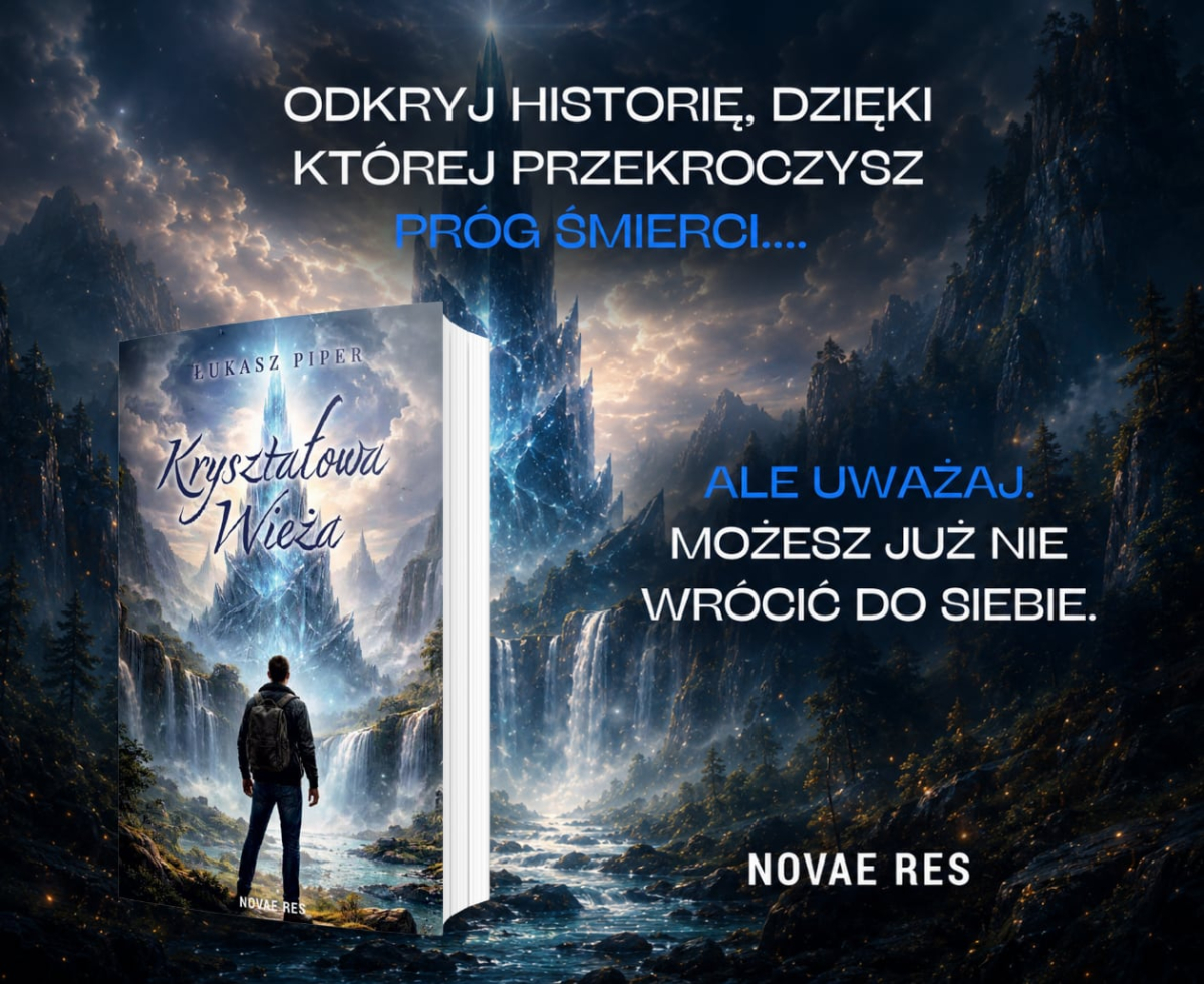 „Kryszta�owa wie�a" �ukasza Pipera grafika promuj�ca ksi��k�