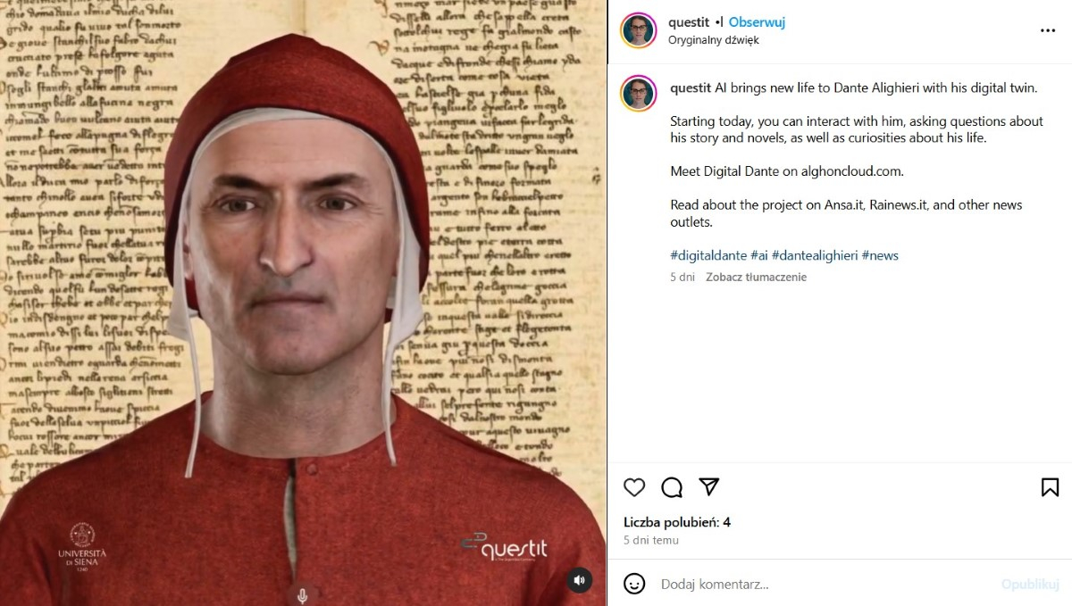 Wirtualny awatar - Dante Alighieri