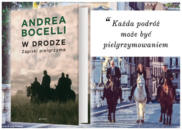 W drodze. Zapiski pielgrzyma. Andrea Bocelli grafika promująca książkę
