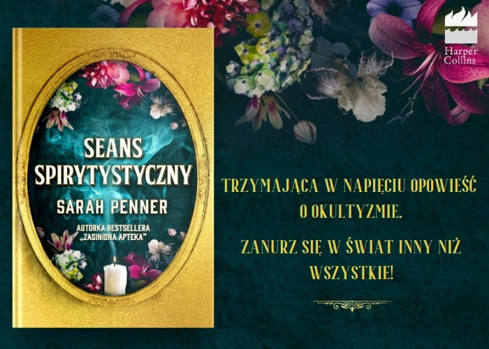Seans spirytystyczny grafika promująca książkę