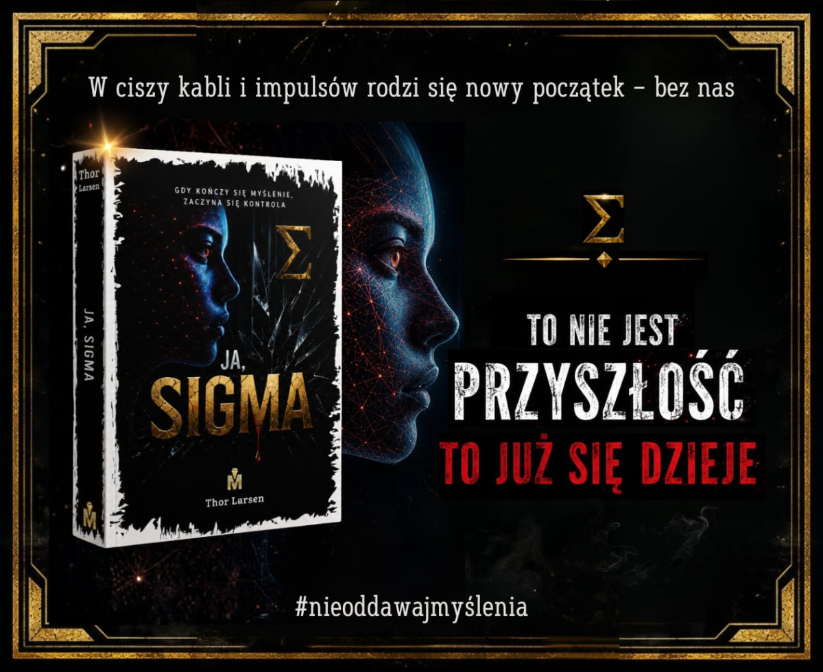 „Ja, SIGMA" Thora Larsena grafika promuj�ca ksi��k�